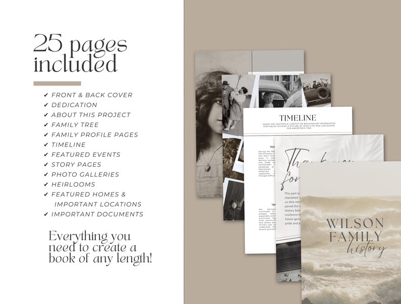 Ancestry Book Template STANDARD Printable Family History Genealogy Book