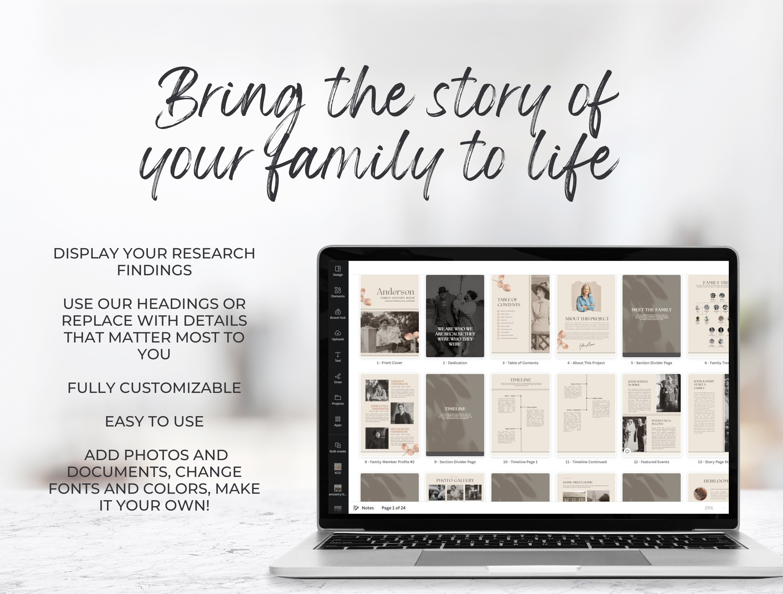 Ancestry Book Template - STANDARD | Printable Family History Genealogy ...