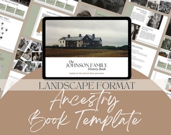 Ancestry Book Template *LANDSCAPE FORMAT VERSION* | Family History Genealogy Printable | Canva Template - Easy To Use, Beginner Friendly