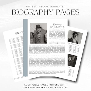 Add-On Pages for Ancestry Book | BIOGRAPHY PAGES | For Use With Any of Our Ancestry Book Templates