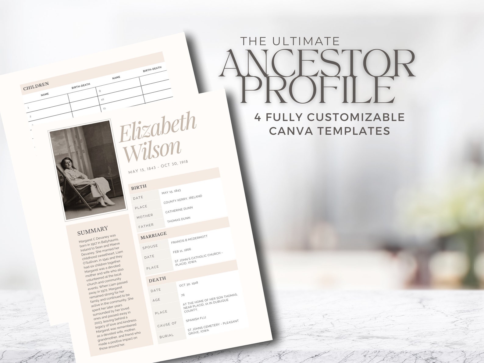 Ancestor Profile Template for Genealogy Research Printable - Etsy