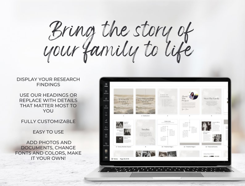 Ancestry Book Template STANDARD Printable Family History Genealogy Book