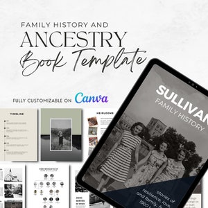 Ancestry Book Template - DELUXE | Family History Genealogy Printable | Unlimited Pages | Canva Template - Easy To Use, Beginner Friendly
