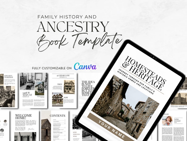Family History Book Template - Homes & Heritage | Genealogy Printable ...