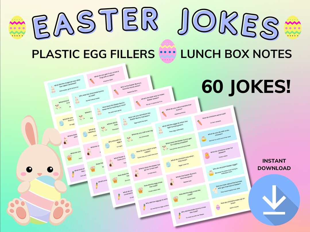 Easter Eggs Jokes for Kids, Lunch Box Notes, Plastic Egg Stuffers ...
