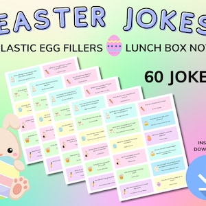 Chistes de huevos de Pascua para niños, notas para la lonchera, rellenos de plástico para huevos, búsqueda saludable de huevos de Pascua, regalo de canasta de Pascua para niños, actividades de Pascua
