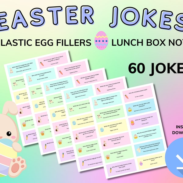 Easter Eggs Jokes for Kids, Lunch box Notes, Plastic Egg Stuffers, Easter Egg Hunt Healthy, Easter Basket Gift for Kids, Easter Activities