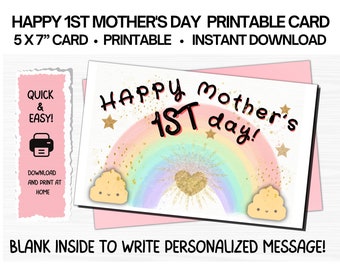Bonne 1ère carte de fête des mères imprimable, carte drôle de première fête des mères. Téléchargement instantané, première fête des mères maman, notre première fête des mères