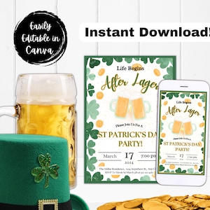 St Patricks Day Editable Invitation Template, Editable St Paddy&#39;s Day Mobile Invite, St Patrick&#39;s Day Party Evite, Editable Party Invitation