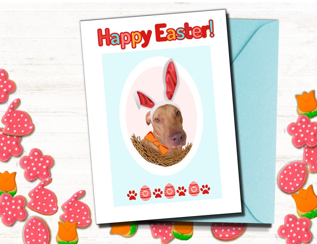 Printable Easter Card Funny Dog Easter Card. Cute Pitbull Etsy