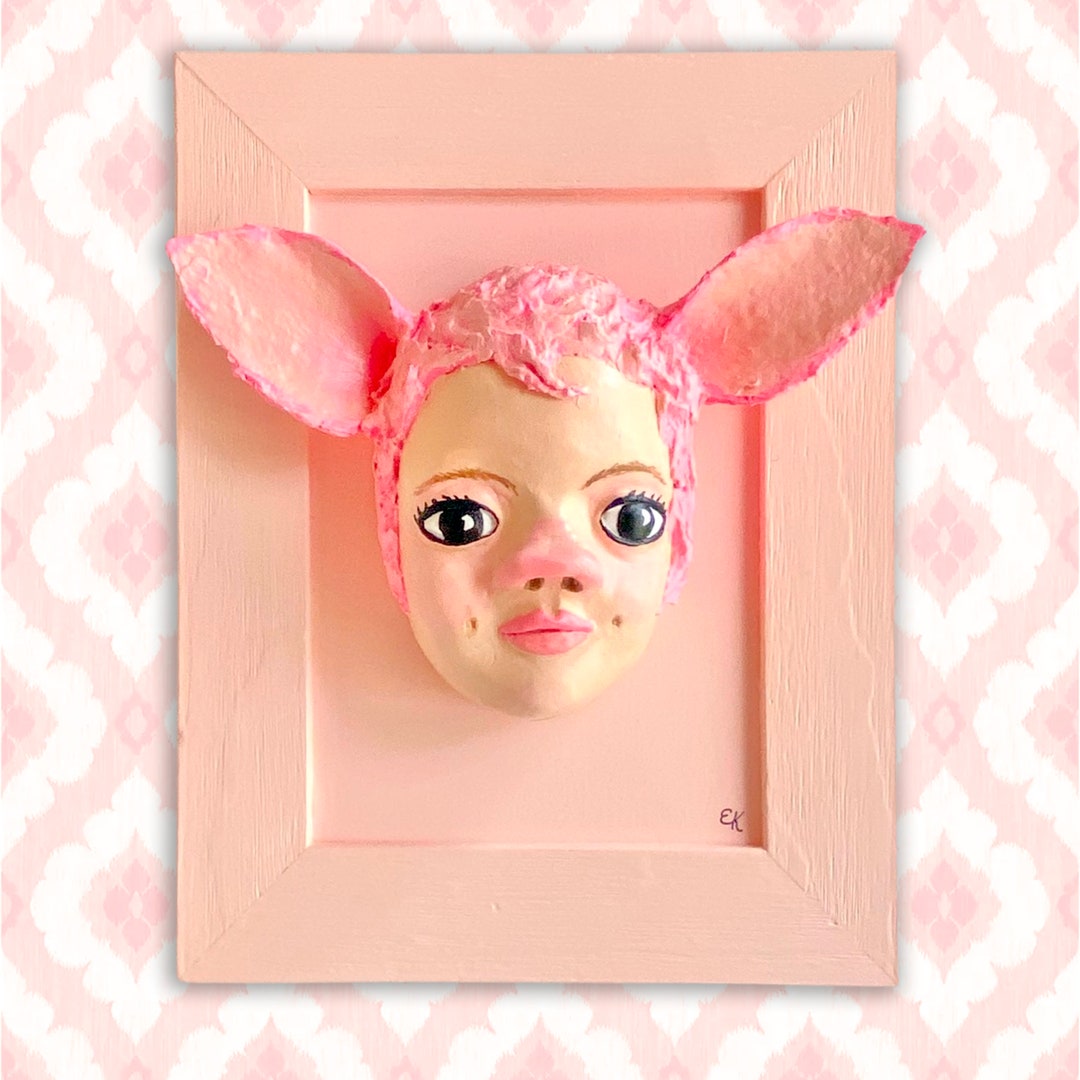 Fun Wall Art Pig Girl Wall Sculpture Handmade Gift OOAK Etsy