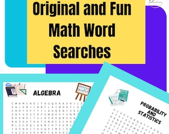6th grade Math Algebra, Probability and Statistics Word Searches, Vocabulary Terms including geometry