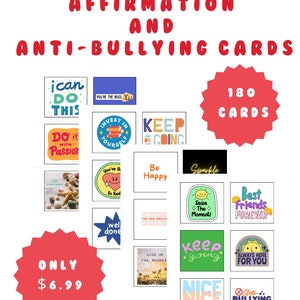 Affirmation and Anti-bullying Cards, Boost Self Esteem, Promote ...