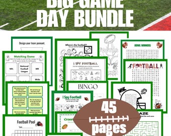 Football Bundle, Big Game 2025 Party Bundle,  Activity pages, Fun for All Ages, Printable Bundle, Keep everyone entertained and busy