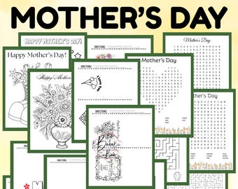 Mother’s Day Fun Activity Bundle – Perfect for Kids, Parents & Teachers! Word Searches, Coloring Pages, Mazes, Making Mother's Day Cards