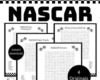 NASCAR Word Search Puzzle Bundle: 2025 Drivers & Tracks (PDF)