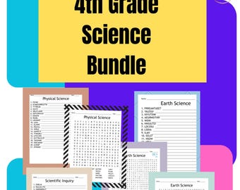4th Grade Science Bundle Word Search, Scrambled Terms, Fun Review or After Assessment Activity