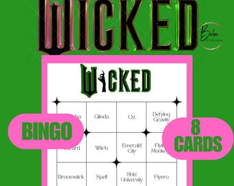 Wicked Bingo Game: Movie Night Party Activity (8-Card Set) (Digital Download)