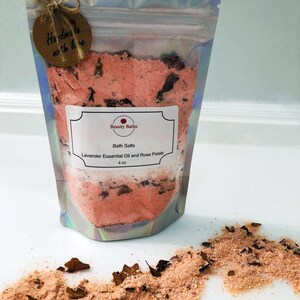 Lavender bath salts Epsom salt bath soak holiday gift for her body soak foot soak essential oil aromatherapy handmade bath salts