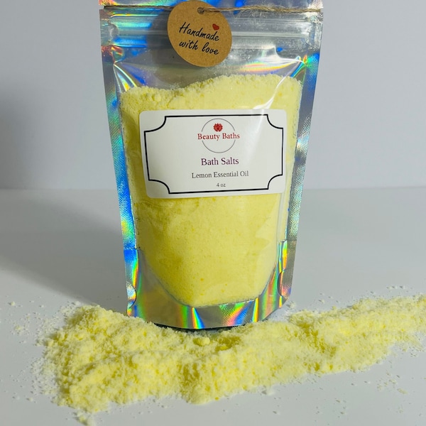 Lemon Bath Salts Epsom Salt bath soak gift for her therapeutic body soak holiday gift