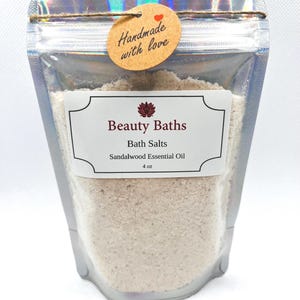 Sandalwood Bath Salts Epsom salt bath soak holiday gift for her body soak foot soak wedding gift essential oil aromatherapy natural gift