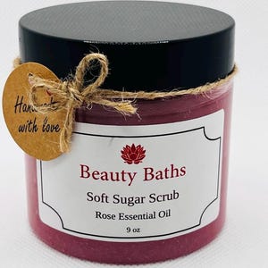 Rose Soft Sugar Scrub Exfoliating Body Scrub holiday gift for her handmade sugar bath scrub Rose Sugar Scrub