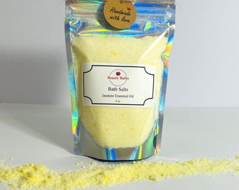 Jasmine Bath Salts Epsom Salt bath soak holiday gift for her therapeutic body soak essential oil aromatherapy