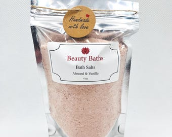 Almond Vanilla Bath Salts Epsom Salt bath soak holiday handmade gift for her body soak