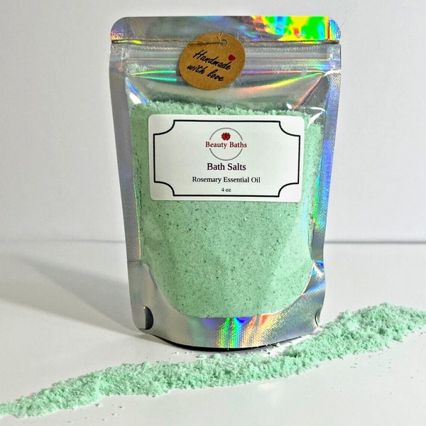 Rosemary Bath Salts Epsom Salt bath soak gift for her therapeutic body soak essential oil aromatherapy holiday gift for wife