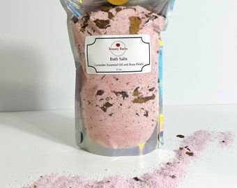 Lavender Bath salts bag Epsom salt bath soak gift for her 12oz body soak bag foot soak aromatherapy therapeutic bath salt wedding gift