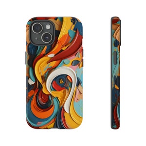 渦巻きペイントケース 抽象アート 耐衝撃 Galaxy S23 Pixel 電話カバー アクセサリー ギフト iPhone 7 8 X 11 12 13 14 15 Pro Plus Mini Max