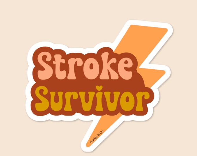 Stroke Survivor Lightning Bolt Sticker | Bright Bold Recovery Decal | Stroke Awareness | Nudge & Co.