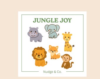 Jungle Joy Sticker Sheet | Cute Safari Animal Vinyl Stickers | Kids Jungle Sticker Pack | Nudge & Co.
