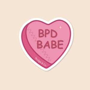 Pegatina de corazón de caramelo con trastorno límite de la personalidad / Pegatina de vinilo de salud mental / Nudge & Co.
