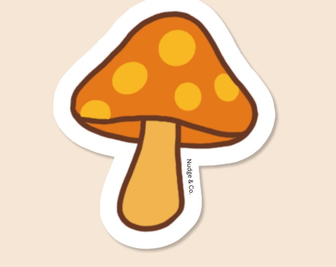 Retro Mushroom Sticker | 70s Groovy Vinyl Decal | Vintage Cottagecore Aesthetic | Nudge & Co.