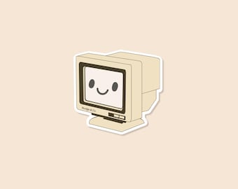 Mini Smiley Computer Sticker – Retro Tech Babe Energy | Nudge & Co.