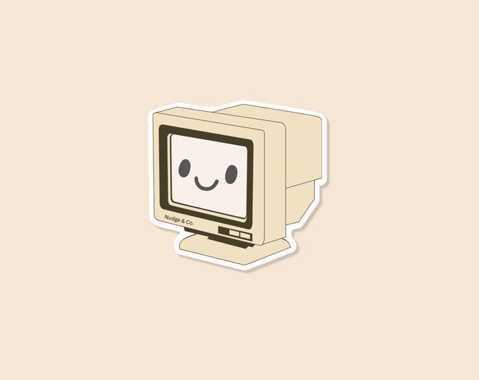 Mini Smiley Computer Sticker – Retro Tech Babe Energy | Nudge & Co.