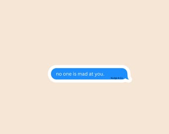No One Is Mad at You Sticker | Gentle Reminder Chat Bubble | Mental Health Vinyl Decal | Nudge & Co.
