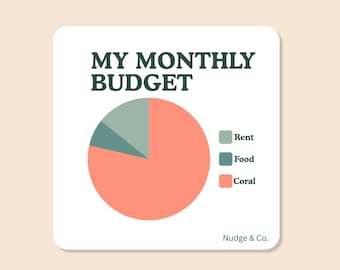 My Monthly Budget Pie Chart Coral Sticker | Funny Reef Tank Vinyl Decal | Saltwater Aquarium Humor | Nudge & Co.