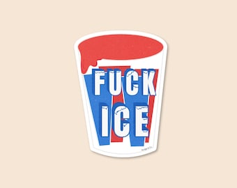 Fuck ICE Slushie Cup Sticker | ICEE-Inspired Protest Vinyl Decal | Anti-ICE Feminist Sticker | Nudge & Co.