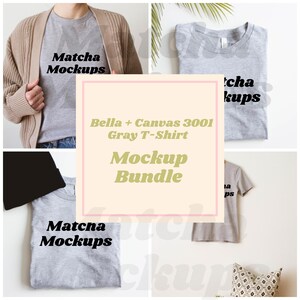 Bella Canvas 3001 T Shirt Mockup Bundle, Mockup Bundle, Flat Lay T-Shirt Mockup, Gray Shirt Mockup