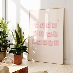 Keys to my Heart-kunst, roze gaming-pc, afdrukbare muurkunst, gamingkamerdecor, girly muurkunst, gamingdecor, pc-gaming, kawaii kunstafdruk