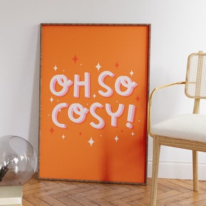 Oh So Cosy, Cute Typography Print, Colorful Maximalist Print, Fall Home Decor, Autumn Home Decor, Fall Art Print, Cute Pastel Halloween