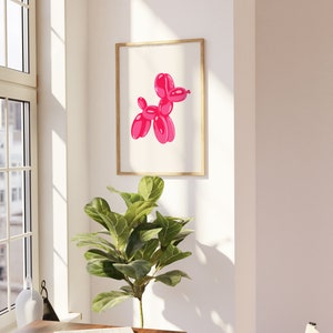 Trendy Balloon Dog Print, Retro Trendy Aesthetic Print, Pink Print, Trendy Wall Art, Posters Aesthetic, Preppy Room Decor, Hot Pink Decor