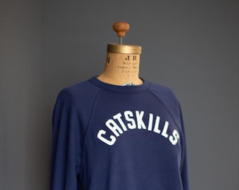 Catskills Sweatshirt Stitched Letters, Personalized College Sweatshirt, Customized Letter Sweatshirt, Vintage Style Crewneck East Coast