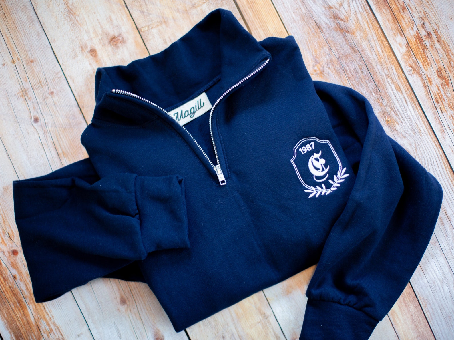 Monogram Quarter Zip Pullover Sweatshirt Embroidered Quarter Etsy