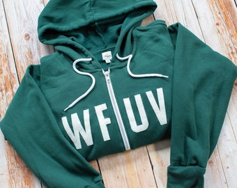 Custom Zip-Up Sweatshirt with Stitched Letters, Personalized Zipper Hoodie, Embroidered Hooded Sweatshirt, Aesthetic College Hoodie