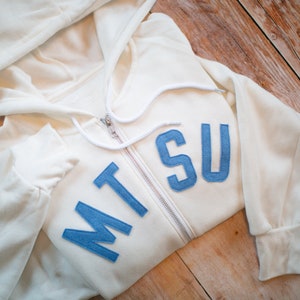 Custom Letter Zip-Up Hoodie Embroidered Sweatshirt Stitched Hoodie Varsity Letter Zip Hoodie Sweatshirt Custom College Sweatshirt Hooded