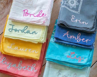 Personalized Embroidered Cotton Bandana, Wedding Party Favor Personalized, Bulk Bandanas for Event