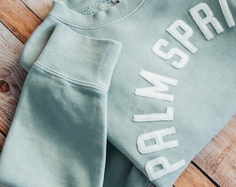 Personalized Varsity Sweatshirt | Custom Wool Felt Letters | Collegiate Gift for Her